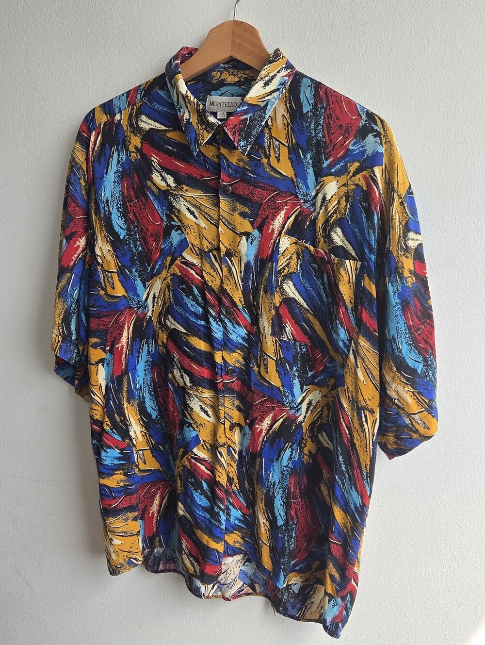 Vintage Multicolor Short-Sleeve Shirt - Yellow/Blue/Red - Picture 2 of 8